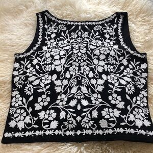 Beautiful beaded black and white tank top